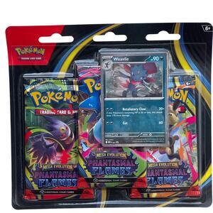 New Pokémon TCG Mega Evolution Phantasmal Flames 3 Booster Pack Blister